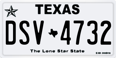 TX license plate DSV4732
