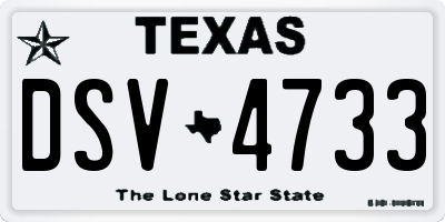 TX license plate DSV4733