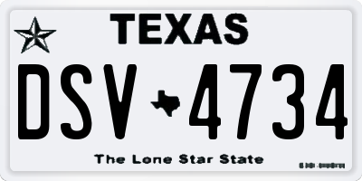TX license plate DSV4734