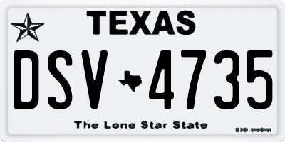 TX license plate DSV4735