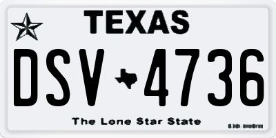 TX license plate DSV4736