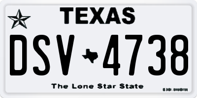 TX license plate DSV4738