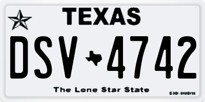 TX license plate DSV4742
