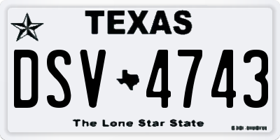 TX license plate DSV4743