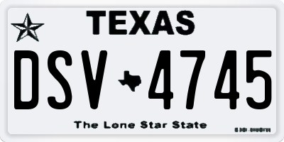 TX license plate DSV4745