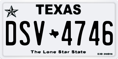 TX license plate DSV4746