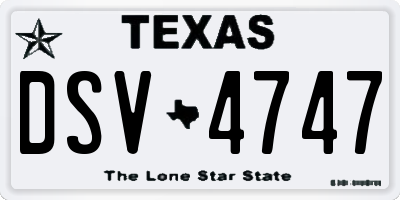 TX license plate DSV4747