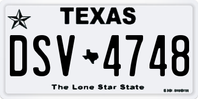 TX license plate DSV4748