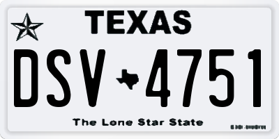 TX license plate DSV4751