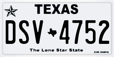 TX license plate DSV4752