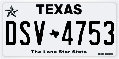 TX license plate DSV4753