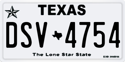 TX license plate DSV4754