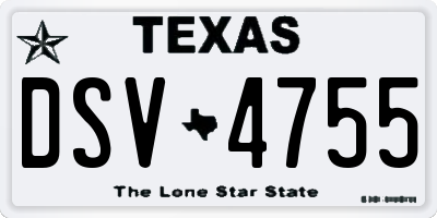 TX license plate DSV4755