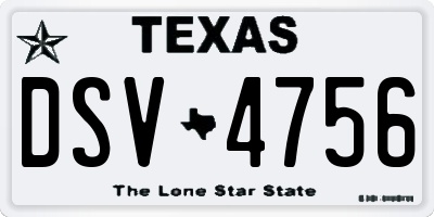 TX license plate DSV4756