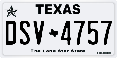 TX license plate DSV4757