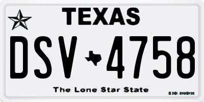 TX license plate DSV4758