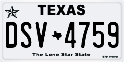 TX license plate DSV4759