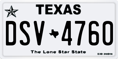 TX license plate DSV4760