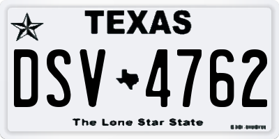 TX license plate DSV4762