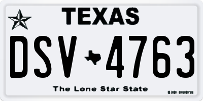 TX license plate DSV4763