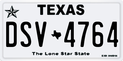 TX license plate DSV4764