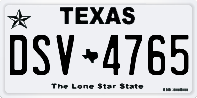 TX license plate DSV4765