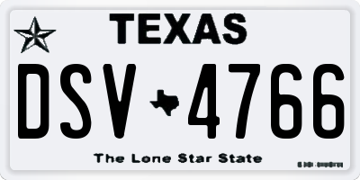 TX license plate DSV4766