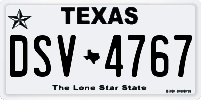 TX license plate DSV4767