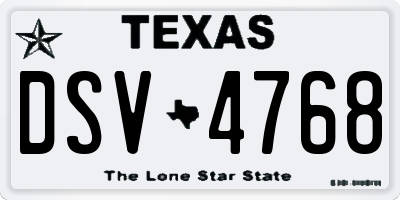 TX license plate DSV4768