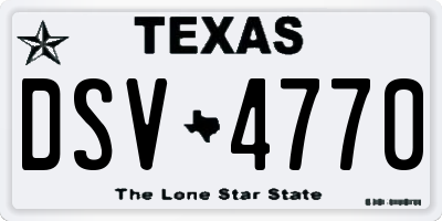 TX license plate DSV4770