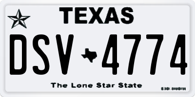 TX license plate DSV4774