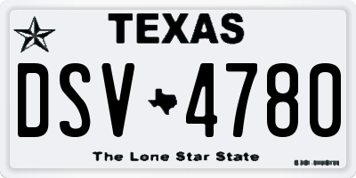 TX license plate DSV4780