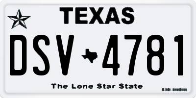 TX license plate DSV4781