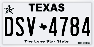 TX license plate DSV4784