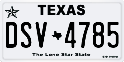 TX license plate DSV4785