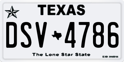 TX license plate DSV4786