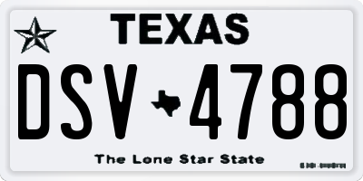 TX license plate DSV4788