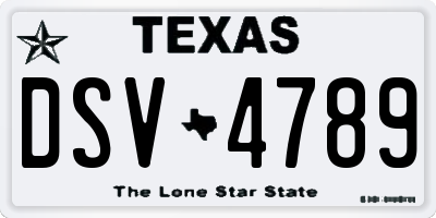 TX license plate DSV4789