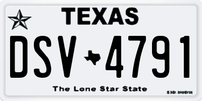 TX license plate DSV4791