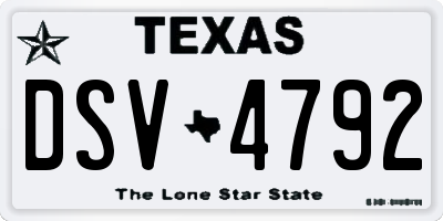 TX license plate DSV4792