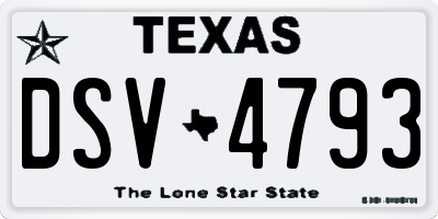 TX license plate DSV4793