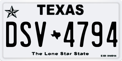 TX license plate DSV4794
