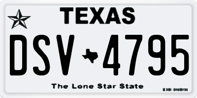 TX license plate DSV4795