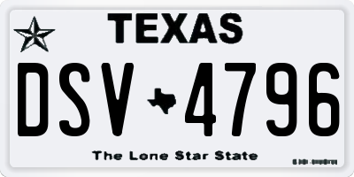 TX license plate DSV4796