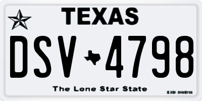TX license plate DSV4798