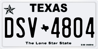 TX license plate DSV4804
