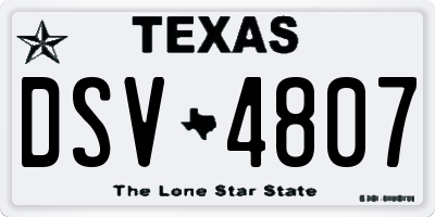 TX license plate DSV4807