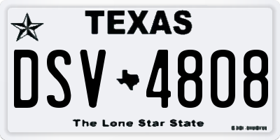 TX license plate DSV4808