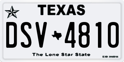 TX license plate DSV4810