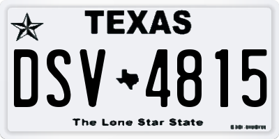 TX license plate DSV4815